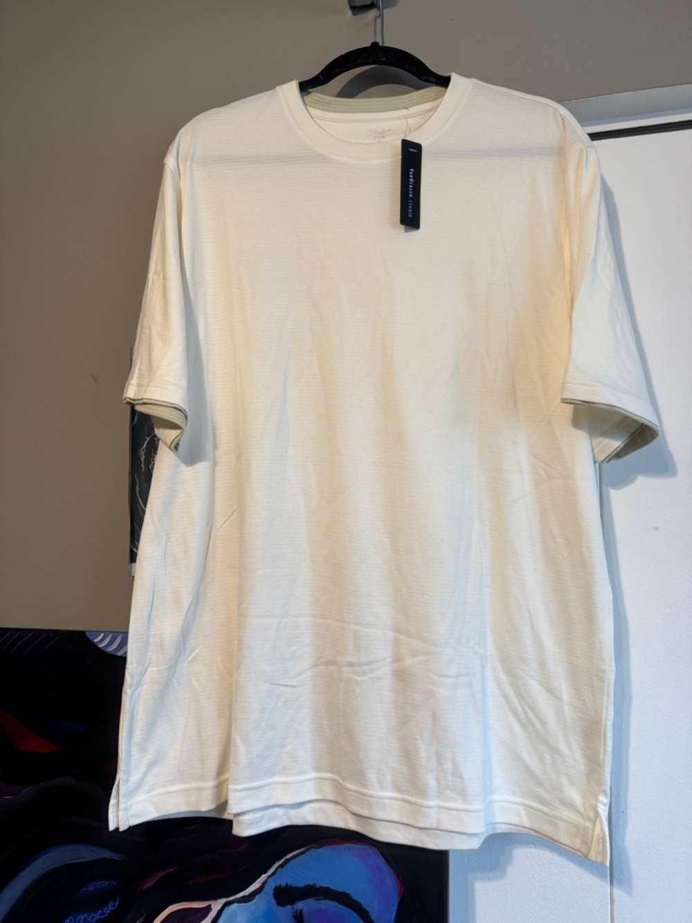 NWT Van Heusen Layered Sleeve Textured Tee Cream 2XL